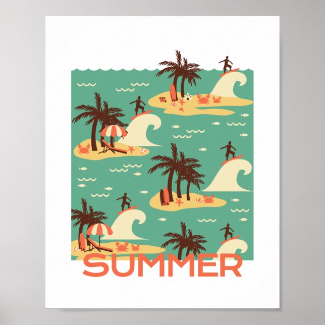 Ljudillustration av Surfing Tecknad Poster (Framsidan)