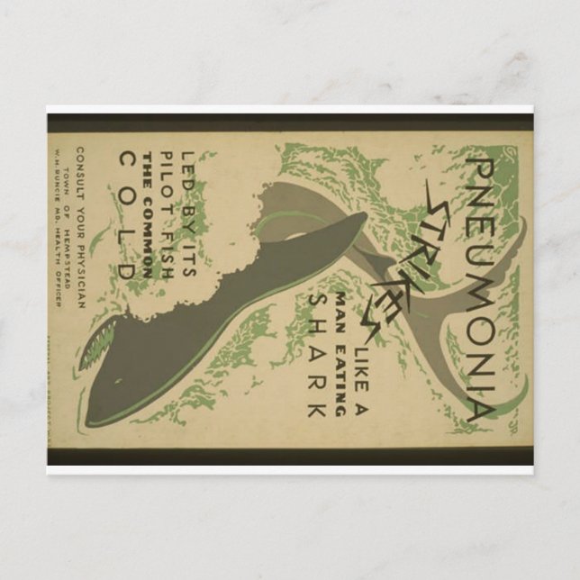 Ljudkortsvarning om pneumoni vykort (Framsida)