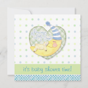 Ljudlampa och Man i Måne Baby Shower ann. Inbjudningar