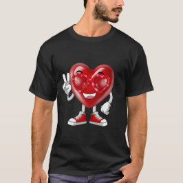 Ljudna av hjärtans dag Heart Peace Hand Sunglasses T Shirt