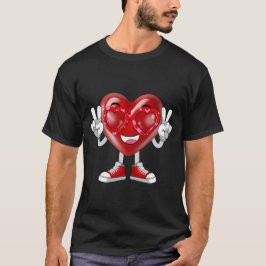 Ljudna av hjärtans dag Heart Peace Hand Sunglasses T Shirt