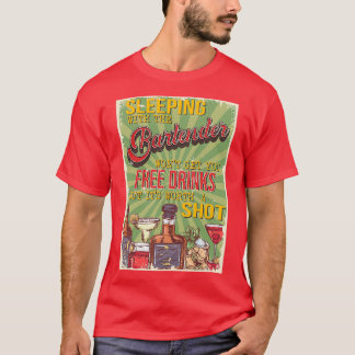 Ljudny Retro Badge Stil Spipande med Bartender T Shirt