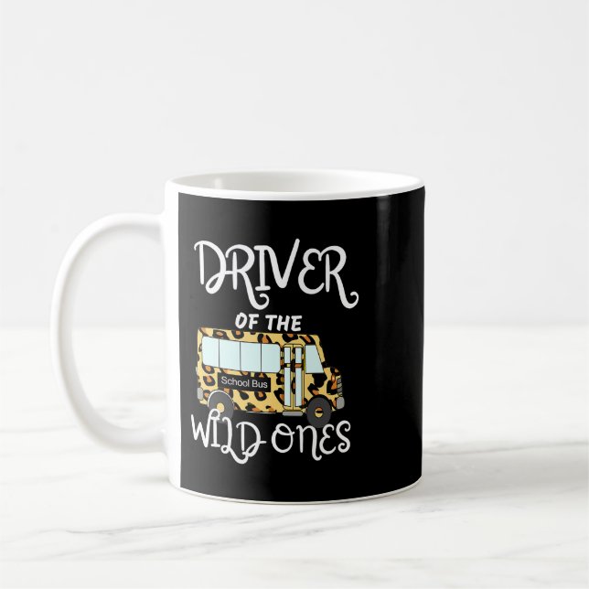 Ljudny School Buss Driver Leopard Cheetah tillbaka Kaffemugg (Vänster)