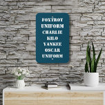 Ljudskämt, militärt, luftfart<br><div class="desc">Lägg till omedelbar attityd till ditt space med det här feta, roliga typografitecknet metall. Denna enkla typografi har Natos fonetiska alfabet ord, som var och en är noggrant arrangerad och där en djärv och outtalad fras framträder. Det är perfektens blandning av coola, mörk humor och dödpråm. Oavsett om du är...</div>
