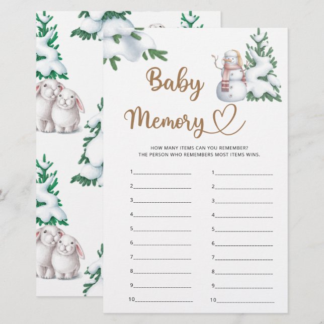 Ljudspel för Baby Memory Winter Baby Shower (Fram/baksida)