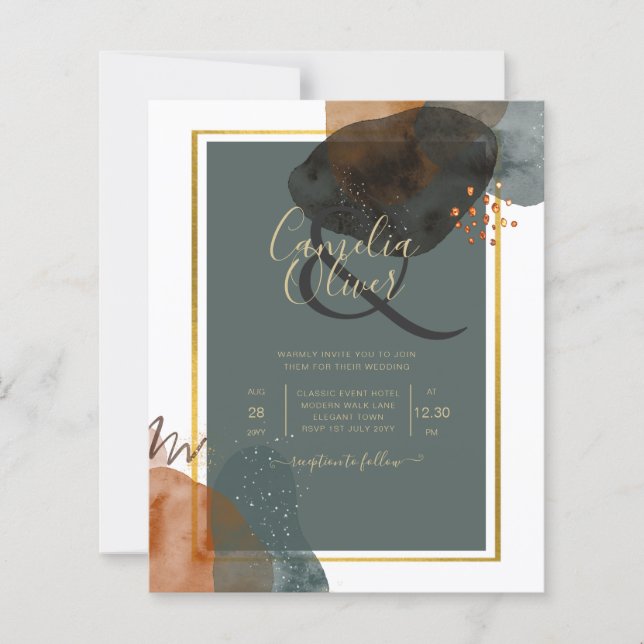 LjudTEAL EARTH TONES WEDDING INVITE QR Code (Framsida)
