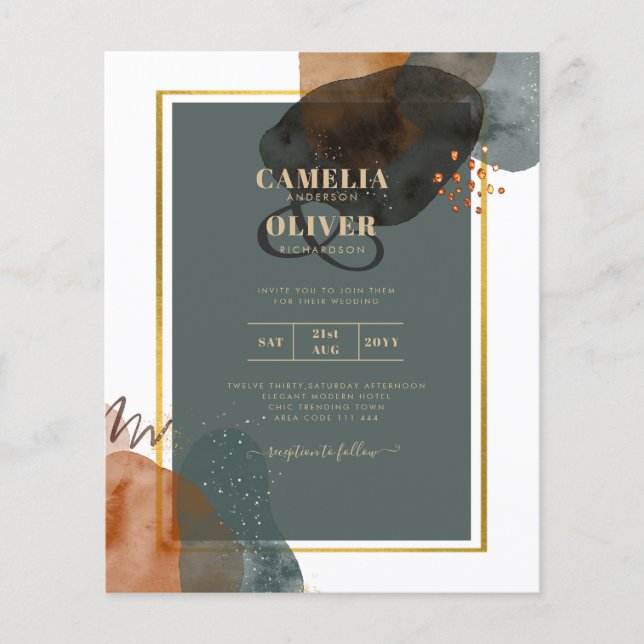 LjudTEAL EARTH TONES WEDDING INVITE QR Code Flygblad (Framsidan)