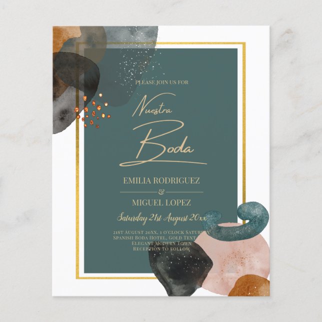 LjudTEAL EARTH TONES WEDDING INVITE QR Code Flygblad (Framsidan)