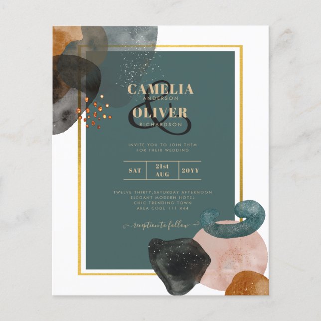 LjudTEAL EARTH TONES WEDDING INVITE QR Code Flygblad (Framsidan)