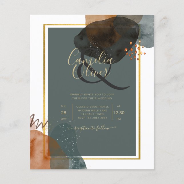 LjudTEAL EARTH TONES WEDDING INVITE QR Code Flygblad (Framsidan)