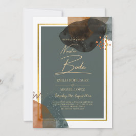 LjudTEAL EARTH TONES WEDDING INVITE QR Code Inbjudningar