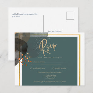 LjudTEAL EARTH TONES WEDDING INVITE QR Code Vykort