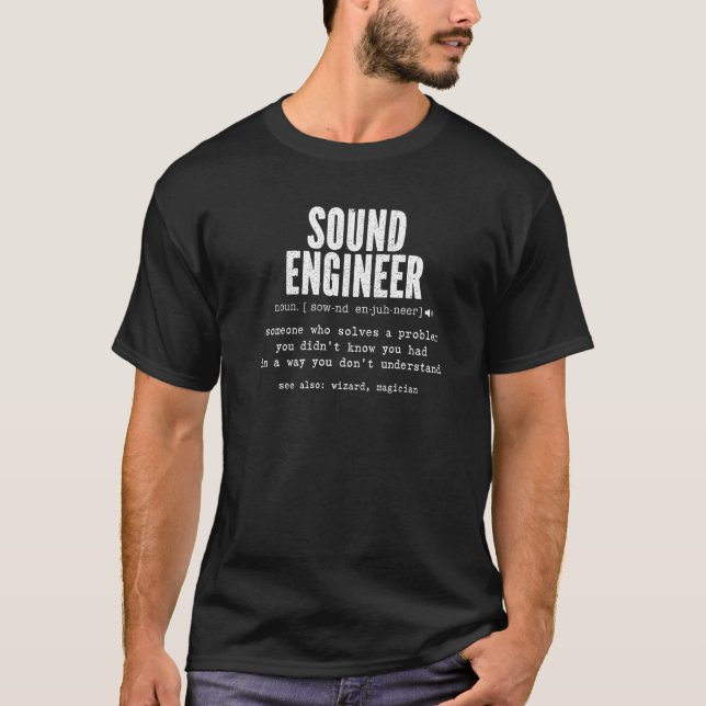 Ljudtekniker Definition Audio Engineer Musik Pro T Shirt (Framsida)