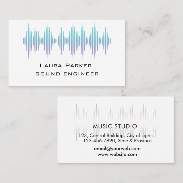 Ljudtekniker för professionell musikstudio Minimal Visitkort (Fram/baksida)