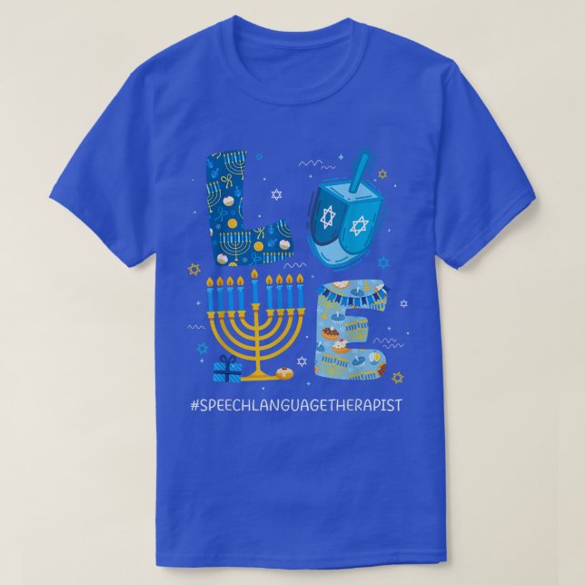 Ljudterapapist Menorah Jewis KÄRLEK T Shirt (Design framsida)