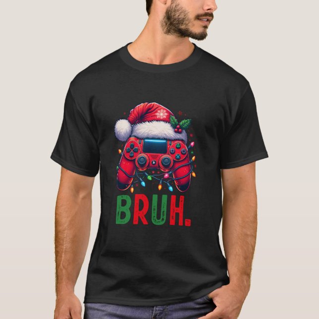 Ljug Bruh Video Game Controller jultomg T Shirt (Framsida)