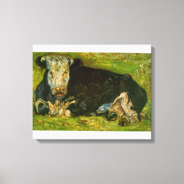 Ljug Cow av Vincent van Gogh Canvastryck (Framsida)
