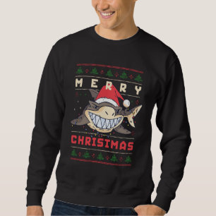 Ljug julsötare Smiling Shark Santa Lång Ärmad Tröja