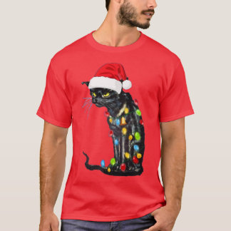 Ljug svart katt Julgrädda Kat-jul Ligh T Shirt