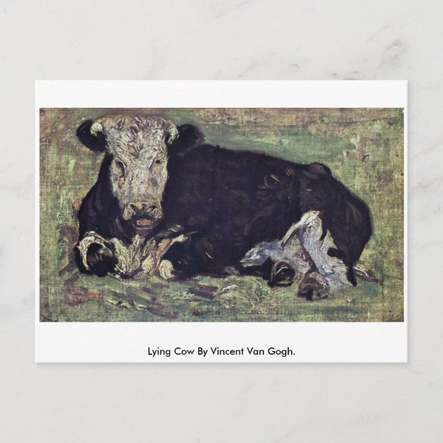 Ljuger Cow av Vincent Van Gogh. Vykort (Framsida)