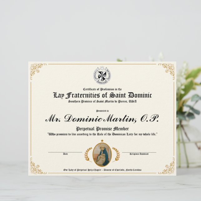 Ljugit Dominikanska certifikat (Stående Fram)