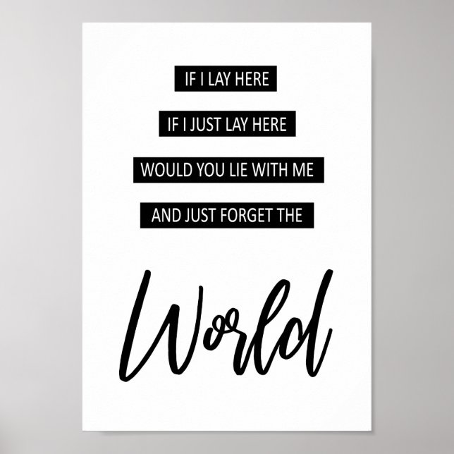 Ljugit här Glöm att världen jagar bilarna Sång Lyr Poster (Framsidan)