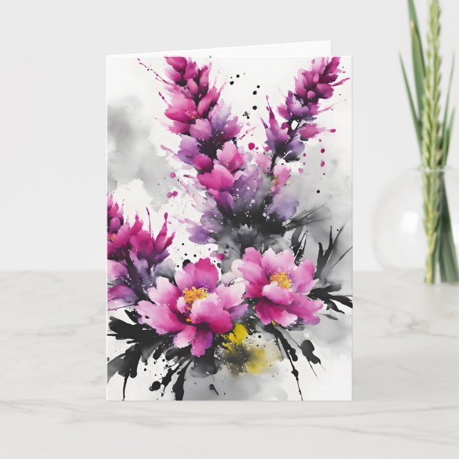 Ljung - Akvarellblommor Kort (Framsida)