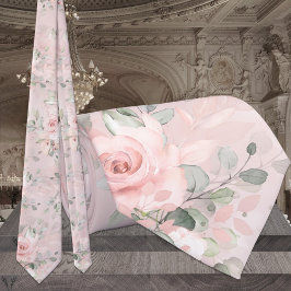 Ljungande Rosa Hemlig Trädgård Blommig Bröllop Slips
