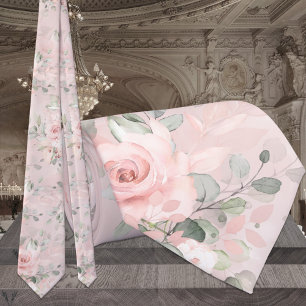 Ljungande Rosa Hemlig Trädgård Blommig Bröllop Slips