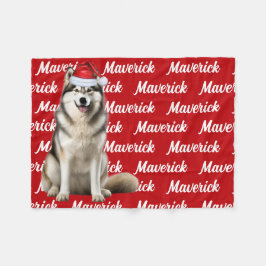 Ljuny Alaska Malamute Hund Mönster jul Fleecefilt