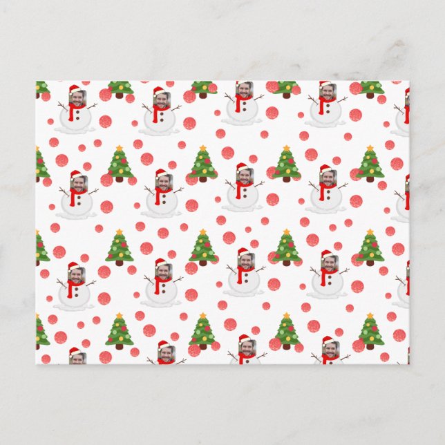 Ljuny Ansikte Photo Personlig Snögubbe jul Vykort (Framsida)