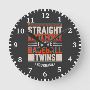 Ljuny Baseball Twin Parent Gift Rund Klocka