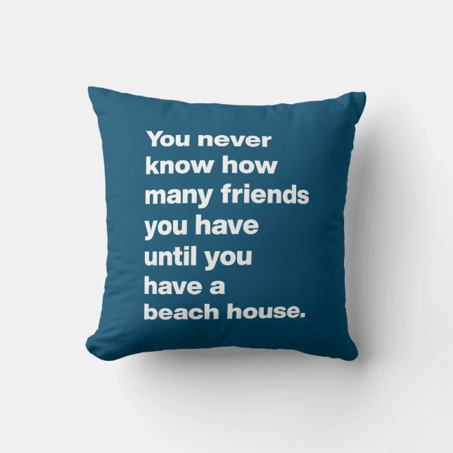 Ljuny Beach House Friends Quote Typography Blue Kudde (Framsida)