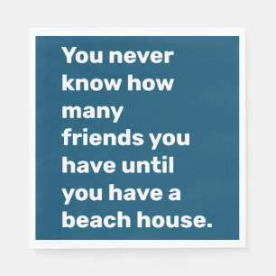 Ljuny Beach House Friends Quote Typography Blue Pappersservett