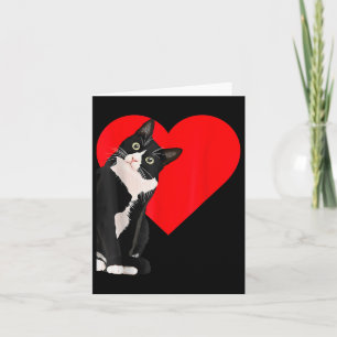 Ljuny Black Cat Valentines day Heart Tuxedo Cat Lo Kort