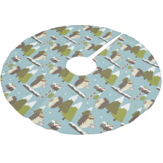 Ljuny Blue Grönt Woodland Hedgehog jul Julgransmatta Borstad Polyester