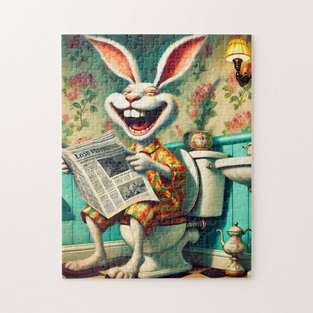 Ljuny Bunny på Toilet Bathroom Art Pussel (Vertikal)