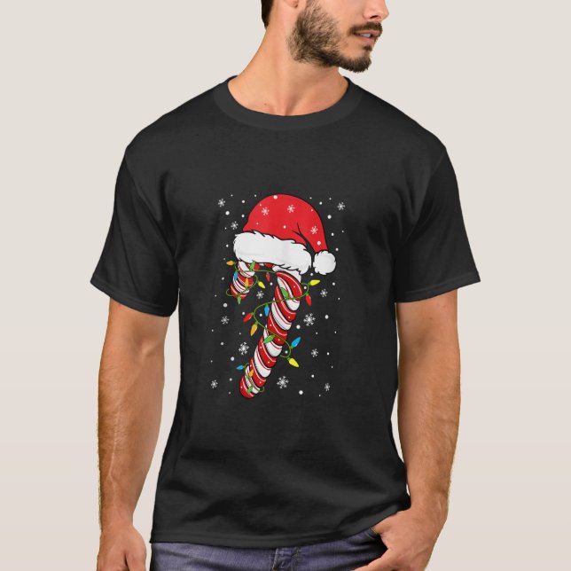 Ljuny Candy cane Crew Santa Ljus Kids T Shirt (Framsida)