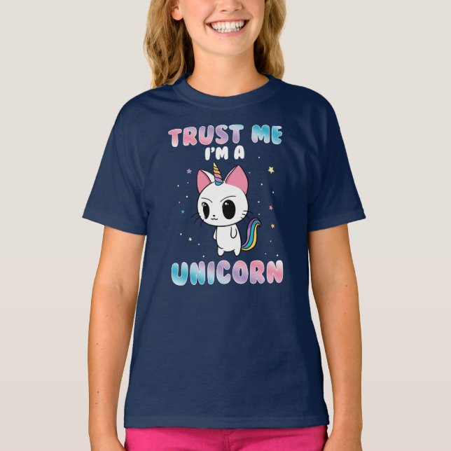 Ljuny Cat Unicorn som ska födelsedag T Shirt (Framsida)