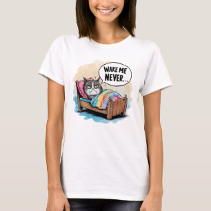 Ljuny Cat Wake Me Aldrig T Shirt