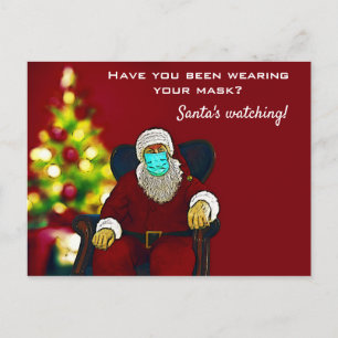 Ljuny Coronavirus Covid jul Santa Ansikte Mask Vykort