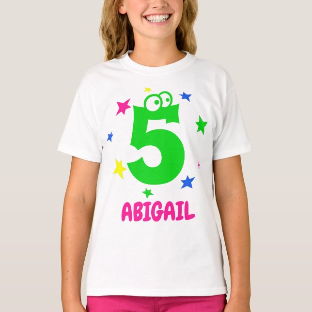 Ljuny Cute Birthday TShirt Namn Number Eyebullny T Shirt (Framsida)