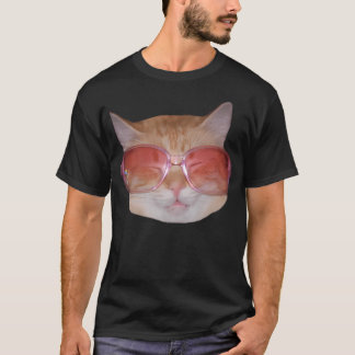 Ljuny Cute Geeky Hipster Cat Wearing Glasses T Shirt