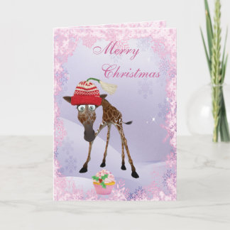 Ljuny Cute Giraffe & Rosa Cupkaka-julkort Helgkort