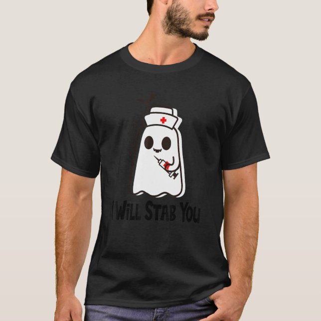 Ljuny Cute Halloween Ghost Nurse Jag kommer att st T Shirt (Framsida)