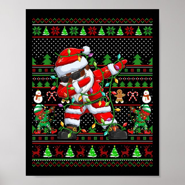 Ljuny Dabbing Santa Julafton Ljus Ugly jul Swe Poster (Framsidan)