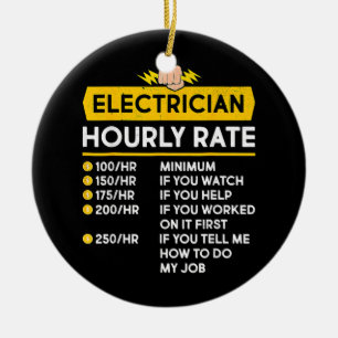 Ljuny Electrician Timly Rates Lineman Gift för Julgransprydnad Keramik