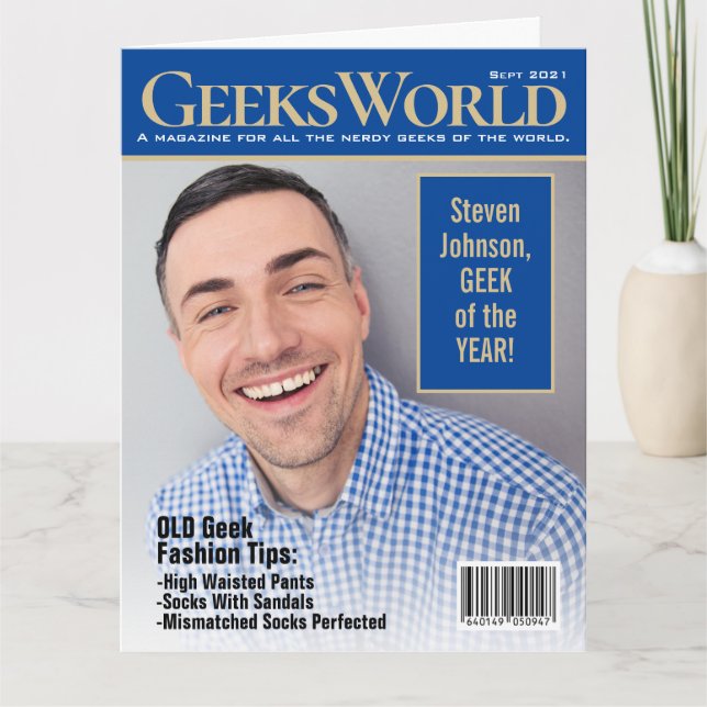 Ljuny Fake GeeksWorld Magazine Lägg till dina foto Kort (Framsida)