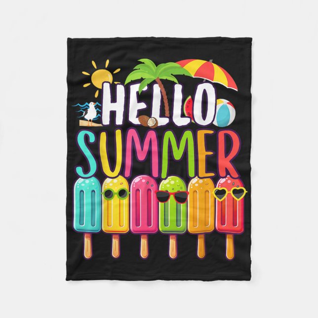 Ljuny Hej sommar Vacation Popsicle Ice Lolly Ice Fleecefilt (Framsidan)