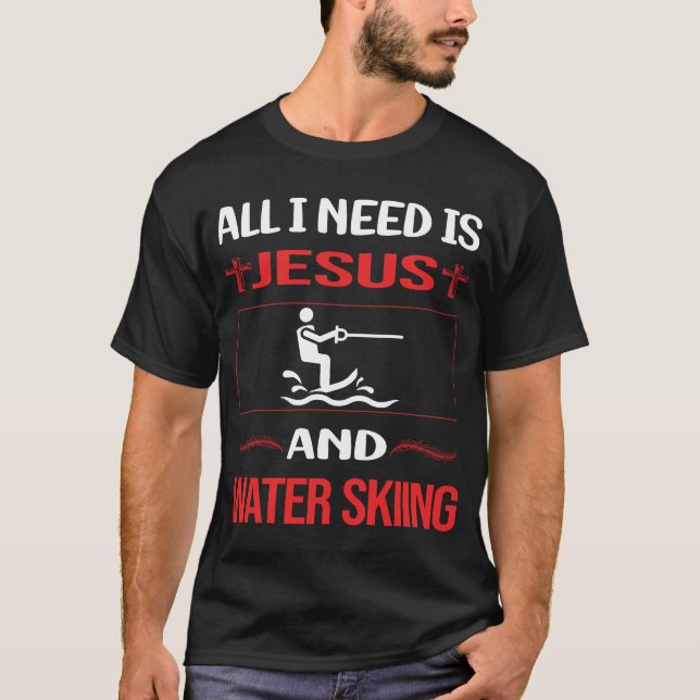 Ljuny Jesus Vatten Skiing Ski Skier Waterskiing Wa T Shirt (Framsida)